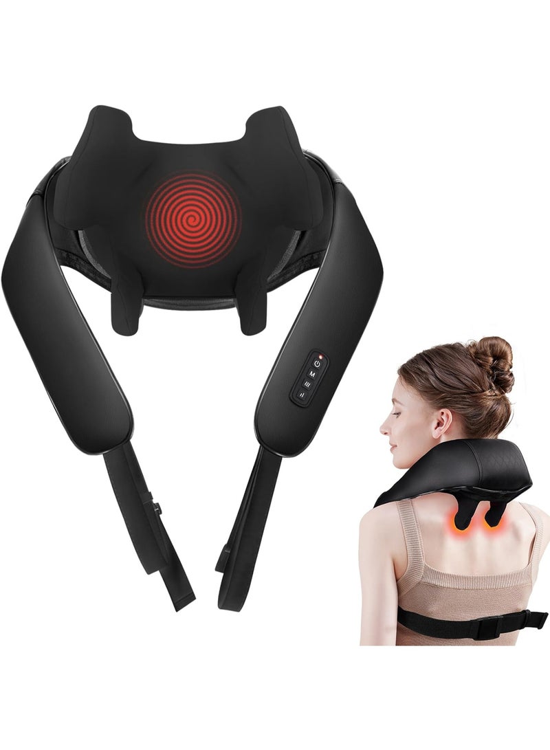 مدلك رقبة لاسلكي مع حرارة – جهاز مساج شياتسو عميق 6D قابل للشحن لتخفيف آلام الرقبة والظهر والكتفين والساقين – مناسب للرجال والنساء - Image 1